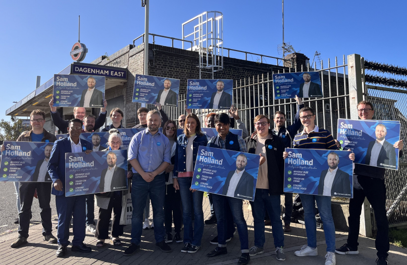 Sam Holland’s campaign launch in Dagenham with Lucy Frazer MP