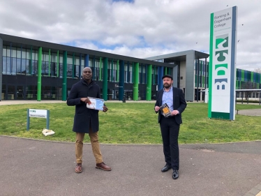 Shaun Bailey and Nick Vandyke outside Barking & Dagenham College